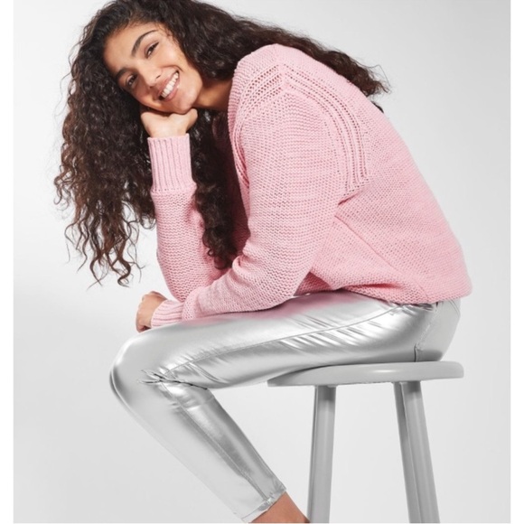 NWOT TopShop Moto Jamie Silver Vinyl Pants Size:26 - Picture 3 of 6